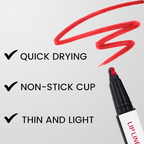 Image of evpct Longwear Liquid Lip Liner Stain Marker Pen Long Lasting Waterproof, Ruby Red Matte Semi Permanent 24 Hour Lip Liner and Lipstick Combo, Korean Color Stay Lipliner All Day, Lips Stain peel off
