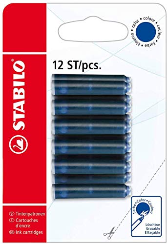 STABILO Tintenpatrone - Schreibfarbe blau (löschbar) (24 Patronen/Blau)