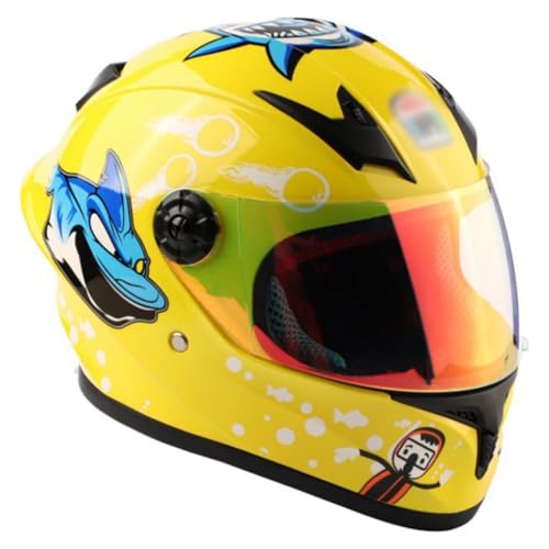 Casco De Moto con Visera Solar, Casco De Motocross Infantil para Niños Y Niñas De 3 A 10 Años, Homologado ECE 22.06. Casco Integral Infantil para Moto H,M/(49~50cm)
