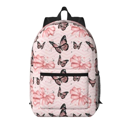 Sac à dos d'école léger parfait pour la rentrée des classes avec motif papillon rose noir