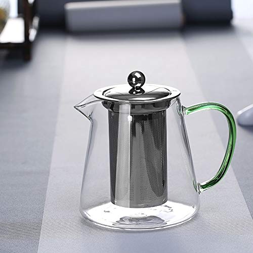 Dzbanek do herbaty ze szkła borokrzemianowego, okrągły, odporny na ciepło, z zaparzaczem do herbaty, mlekiem, herbatą Oolong, 750 ml.