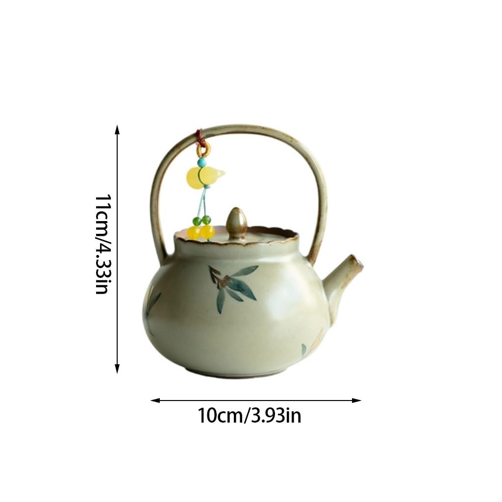 Teiera Antica teiera con Manico Dipinto in Oro, teiera con Fiori Dipinta a Mano, Set da tè Kung Fu in Ceramica for Uso Domestico, caffettiera da 125 ml Teiere