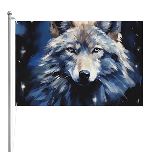 Drapeau loup double face bleu 1,2x1,8m pour votre décoration