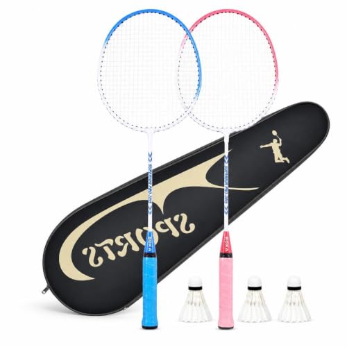 Yunhgft Juego Raquetas Bádminton para Principiantes y Adultos con Balones Bádminton