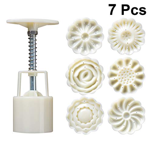 Mooncake Mould Mooncake Mould 1 Set 7PCS Moon Cake Mold Hand Pressure Cake Stamps Mold for Cake Shop Kitchen Cookie Cookie Press - Image 2