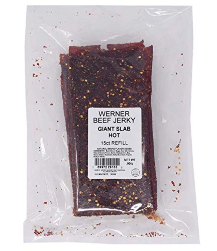 Werner Hot & Spicy Beef Jerky Slab – 15 Count Giant Sheets of Beef Jerky – Made in the USA