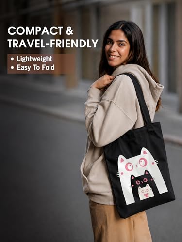 Image of DOODLE Premium Canvas Tote Bag for Women with Zip and Inner Pocket for Shopping, Office, Travel and Daily Use