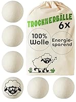 Praknu Trocknerbälle Wolle für Wäschetrockner 6er Set - Weiche, Flauschige Wäsche - 100% Öko Schafwolle - Energie sparen - Ideal für Daunen - Wool Dryer Balls aus Schafwolle