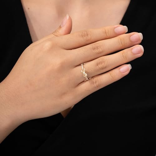 Amazon Essentials 10K Gold Dainty Bow Ring set with Round Cut Infinite Elements Zirconia (previously Amazon Collection)2