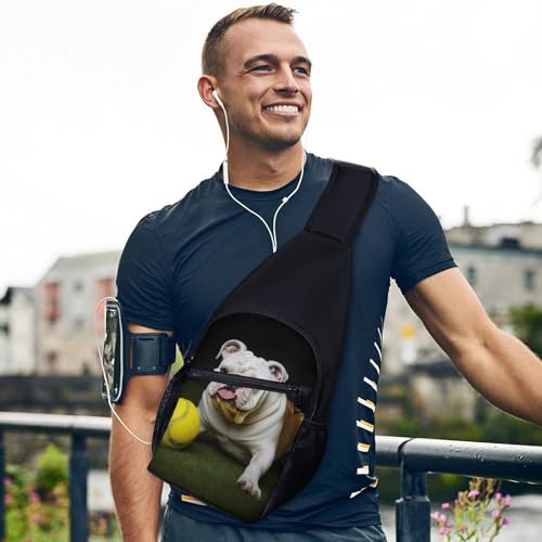 Mochila tipo bandolera con Bulldog y pelota amarilla miniatura 3
