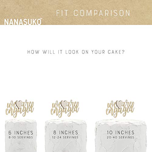 Nanasuko Engagement Party Cake Topper - We Are Engaged - Double Sided Gold Glitter With Light Gold Heart - Premium Quality Made In Usa #TOP2