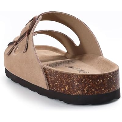 KIDMI Unisex Summer Sandals Arch Support Cork Footbed Slide Sandals with Double Adjustable Buckle for Women Men