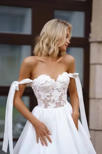 Boho Lace Short Wedding Dresses for Bride Mini Corset Bridal Shower Dress Tulle Beach Wedding Dresses for Women4