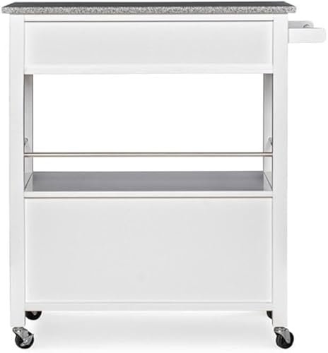 Miniatura 4 de Riverbay Furniture Carrito de isla de cocina con tapa de granito de madera de pino con amplio almacenamiento en blanco