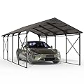 Gotland 12FT x 22FT Heavy Duty Metal Carport, Outdoor Garage Car Shelter with Reinforced Steel Frame, Galvanized Metal Roof, Weather-Resistant Canopy for Cars, Trucks, Boats, and Tractors