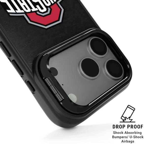 Skinit Kickstand Phone Case Compatible with iPhone 17 Pro Max - Officially Licensed Ohio State University OSU Buckeyes Black Design
