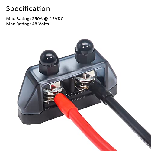 Recoil S2Pg Busbar Dual 5/16” Studs With Divider Positive And Negative 2-In-1 Terminal Power Distribution Block With Ring Terminals #TOP1