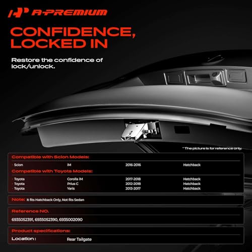 Image of A-Premium Rear Hatch Lock Trunk Latch Compatible with Scion iM 2016 & Toyota Prius C 2012-2018, Yaris 2013-2017, Corolla iM 2017-2018, Rear Tailgate Lock Latch Actuator