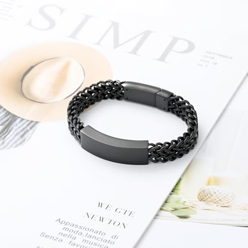 zeqingjw Men Urn Bracelet for Human Ashes Stainless Steel Cremation Jewelry Cuban Link Bangle for Ashes Keepsake Memorial Ash Holder Urn Keepsake Bracelet3