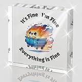 WRSUNT Funny Dumpster Fire Office Desk Decor, Dumpster Fire Desk Accessories Gifts for Women Men Boss Coworker, Boss Day White Elephant Gag Gifts Acrylic 4 x 4 Inch