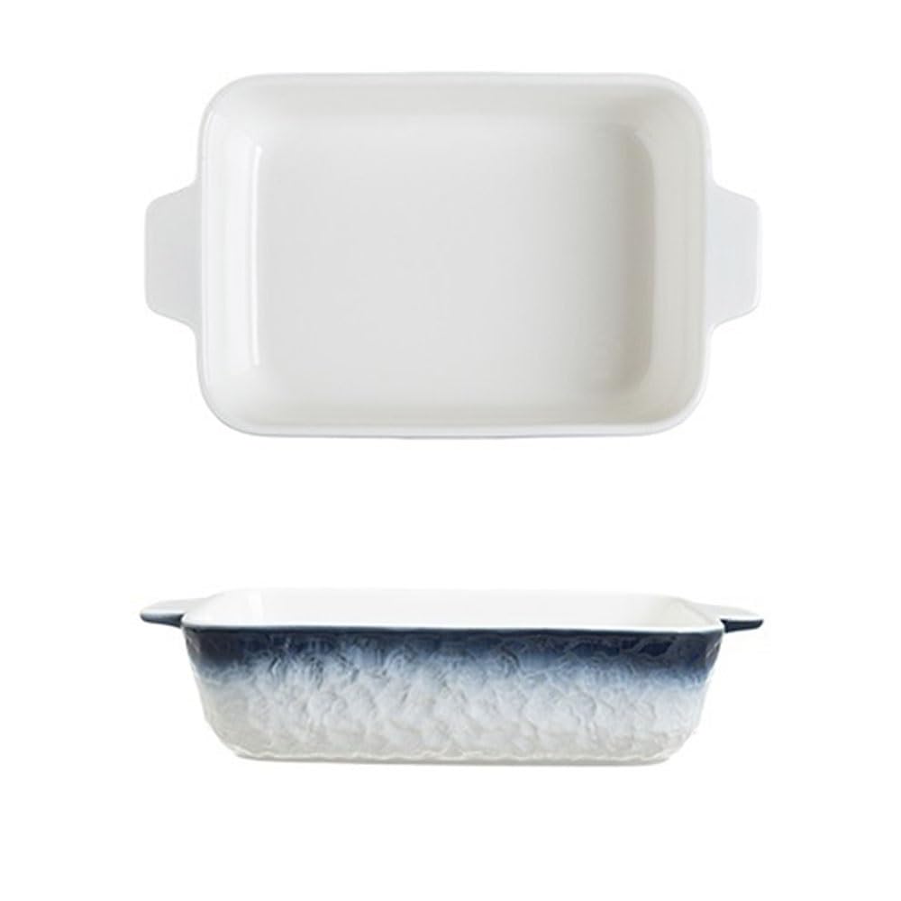 Danie Lasagne Prostokątna ceramiczna forma do pieczenia w kolorze gradientowym z podwójnymi uchwytami, użytku domowego, ryżu dla Piekarnika(Grijs,Duży)