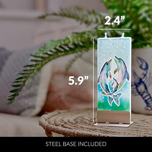 Flatyz Hand Painted Flat Candle | Unscented, Dripless, Smokeless, Decorative | Van Gogh – Almond Blossom | Double Wick With Metal Base | Unique Gift Idea And Home Décor Accent #TOP5