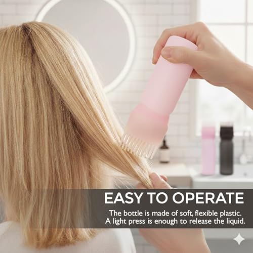 Image of GLUN 2 Piece Hair Dye Comb Bottle, Anti-dandruff Soft Silicone Bristle for Hair Dye Applicator, 120ML Bottle, Hair Colouring Tool for Home Use