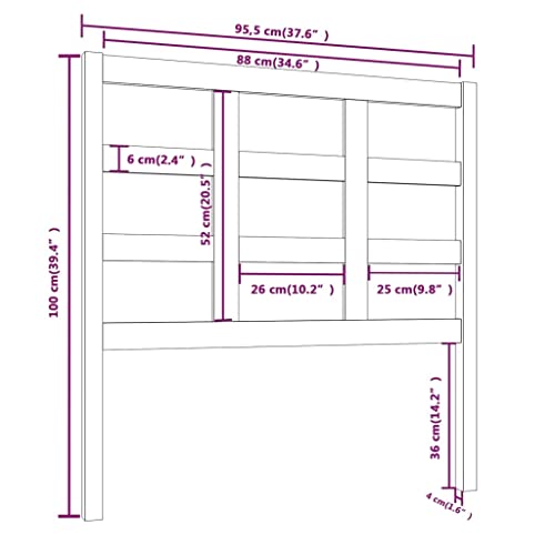 Cabecero de cama gris de madera maciza de pino de 95,5x100 cm para dormitorio 3