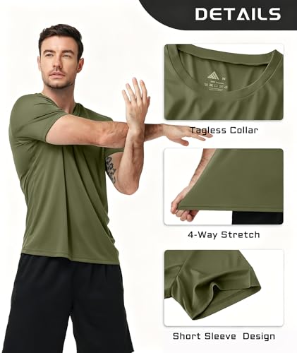 Image of 3 Pack Mens Swim Shirt Workout Shirts UPF 50+ Short Sleeve Rash Guard Fast Dry Sun Protection Lightweight Water Shirt