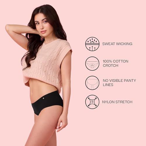 Image of Enamor Innovations Invisi, All Day Comfort, Mid Waist Hipster Panty for Women - No Visible Panty Lines, Sweat Wicking, Free Cut, Full Coverage - PH40
