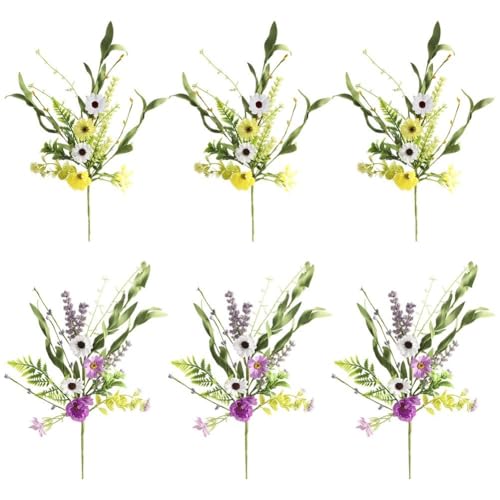 Mini ramos de margaritas artificiales para rellenar jarrones pequeños sin riego 2