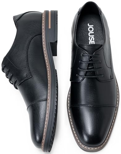 Image of Jousen Men's Dress Shoes Cap Toe Formal Oxfords for Men Business Lace Up Casual Comfortable Shoes