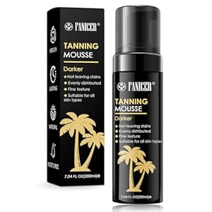 Mousse Autobronceador, Autobronceador Facial y Corporal, Gotas Bronceadoras Faciales, Mousse Autobronceadora, Tanning oil Ultrarrápido, Natural y Duradero, 200ml, Negro