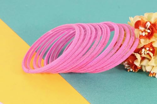 Image of NMII Glass Velvet Bangles Set For Women and Girls | Plain Glass Bangles | Velvet Chudi | Simple Bangles For Women | Stylish Glass Bangles- Set of 24