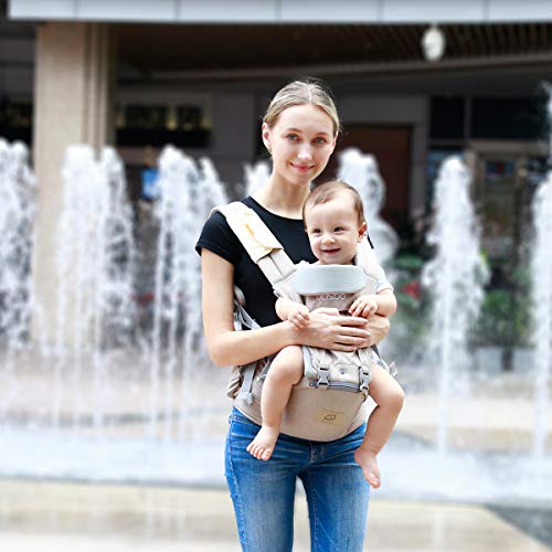 GLISOO Ergonomic 360° Best Baby Soft Carrier, Comfortable Adjustable Positions,Breastfeeding Fits All Newborn Toddler,HipSeat Infant and Backpack,All Seasons,Perfect for Hiking Shopping (Dark Gray)