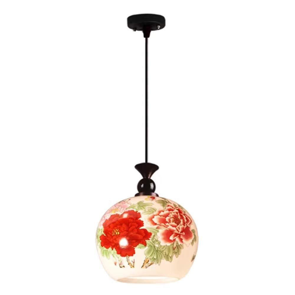 Białe Ceramiczne Lampy Wiszące, Wisząca Na Wyspę Kuchenną, Chińska Ceramika Kwiatowa, Klasyczna Wisząca W Stylu Retro W Kształcie Kuli, Porcelanowa Wisząca Do Domu, Sypialnia, Jadalnia