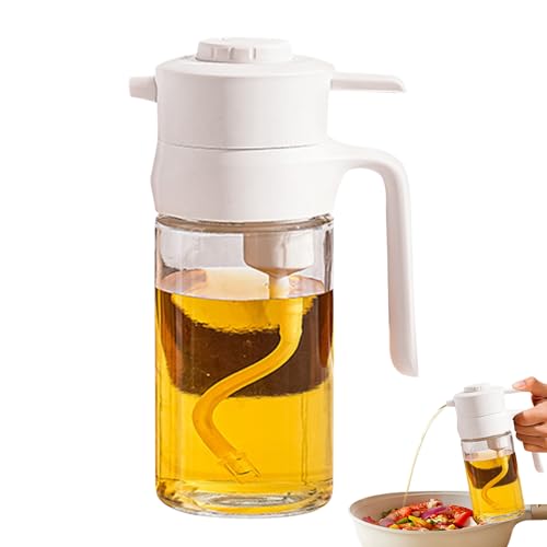 Bidón dosificador para aceite de oliva – 500 ml botella transparente para aceite alimentario | Vidrio transparente reutilizable con boquilla impermeable – Horneado preciso, tostadas, pastelería y uso