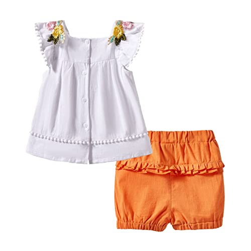 Image of Mud Kingdom Little Girls Shorts Sets Floral Pattern Summer Sleeveless 2 Piece Outfits