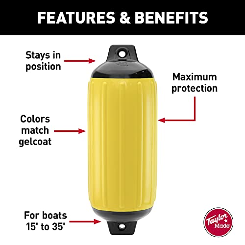 Image of Taylor Made Products 958824 Super Gard Inflatable Vinyl Boat Fender, 8.5 x 26 inch, Yellow