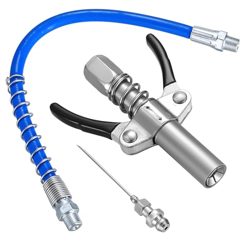 G Acoplador de Pistola de Engrase Boquilla, Acoplador para Pistola de Grasa, Boquilla de Grasa de Alta Presión, con 30cm Manguera de Pistola Engrasadora, 18G Aguja para Pistola Engrasadora Manual