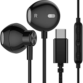 USB C Headphones, ACAGET Galaxy S21 Ultra Earbuds Wired Earphone for Android Semi in Ear USB Type C Headphone HiFi Stereo USB C Earphones for Samsung Galaxy S21 Ultra S20 FE Note 20 Tab S6 S5e Black