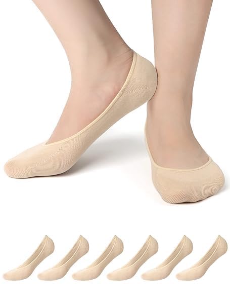 t trendy mart Women No Show Socks, Ultra Low Cut Invisible Liner Socks, Non Slip Grip Cotton Socks for Flats, Loafers, Sneakers, Black & Beige, sockes (Comfortable Breathable Fit (CREAM)-picture-38