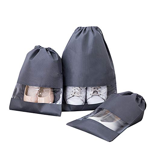atorakushon® Fabric Shoe Cover Travelling Storage Bag Footwear Wardrobe Organizer Pouch Pack of 18 (Grey) 1