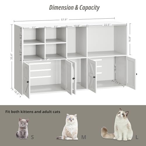 image for IRONCK Cat Litter Box Enclosure for 2 Cats, Litter Box Furniture Hidde