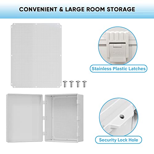 Geveelife Outdoor Electrical Box Weatherproof, Abs Plastic Junction Box Waterproof Ip67 Hinged Cover Project Box With Mounting Plate Wall Brackets And 4 Cable Glands, Grey Electrical Enclosure 19.7"X15.7"X7.9" #TOP3