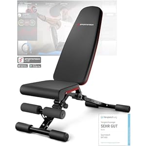 Sportstech Hantelbank Klappbar für Zuhause, 40in1 Schrägbank & Flachbank mit Bankdrücken, Rückentrainer, bench press, Deutsche Qualitätsmarke, sicheres Verstellsystem, BRT400, Vergleichssieger