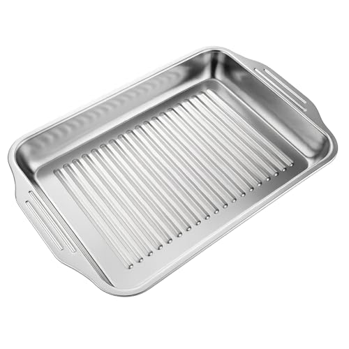 Space Home - Bandeja Horno Ondulada 36cm - Rustidera de Horno de Acero Inoxidable - Bandeja para Asar - Fuentes de Horno Universal - Fuente para Asar - 36x27 cm