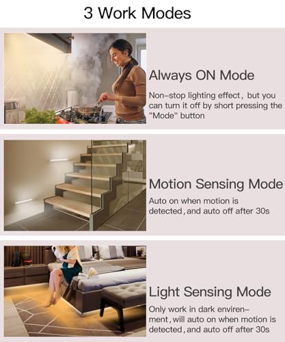 Image of Motion Sensor Light Indoor,12 Inch Ultra Thin Under Cabinet Lights,Dimmable 2700-6000K Closet Lights Under Cabinet Lighting 3 PCS