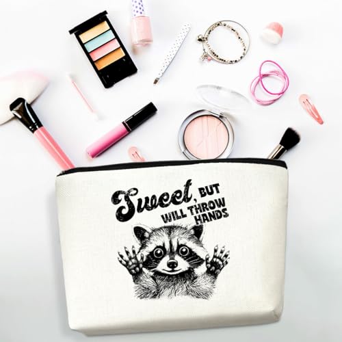 Sarcastic Raccoon Makeup Bag Funny Gifts Humor Cosmetic Bag Raccoon Gifts for Women Friend Sisters Coworker Zipper Pouchs Toiletry Bags for Camping Picnic Thanksgiving Christmas Friendship Gifts2