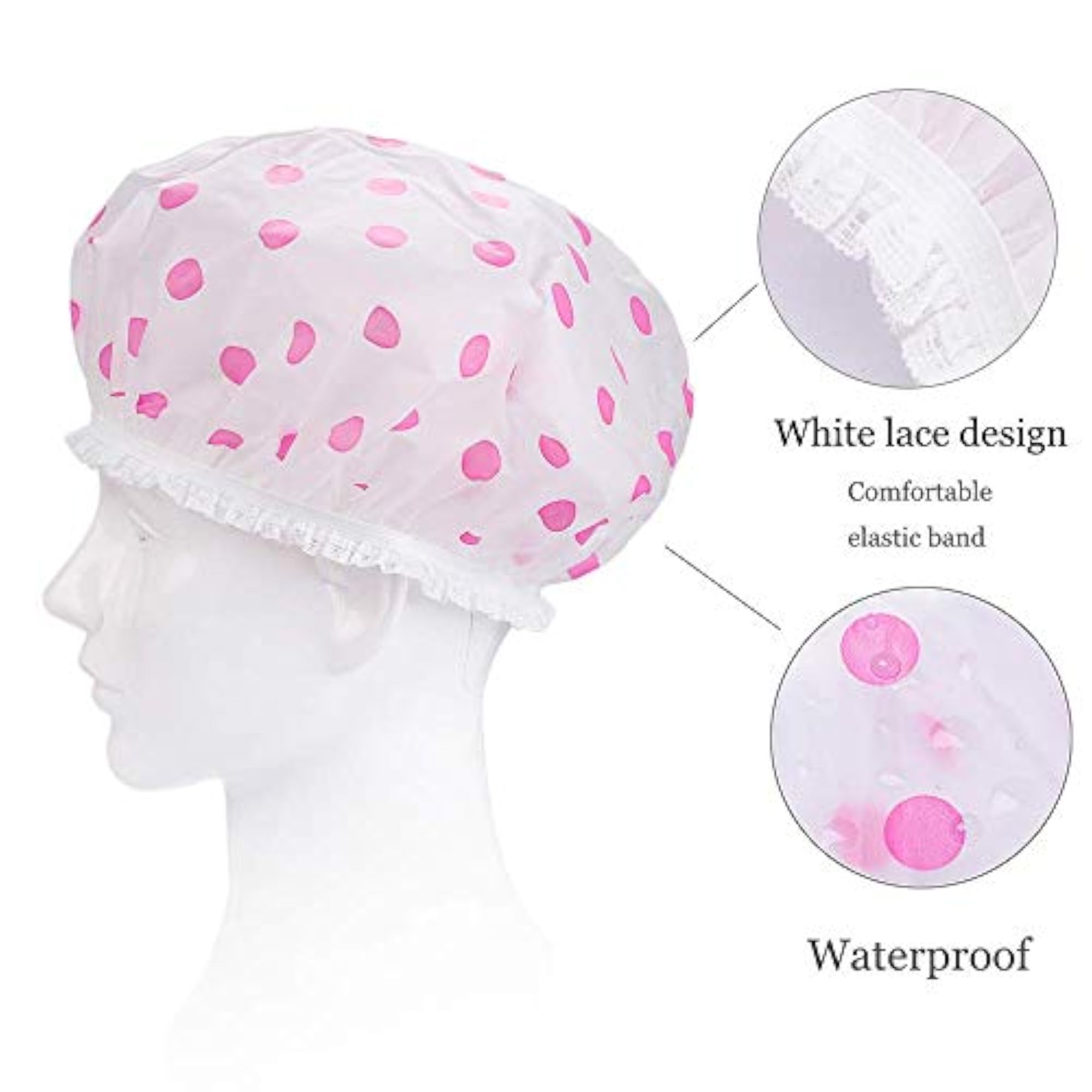 Set of 6 Reusable Printed Shower Caps for Home Use